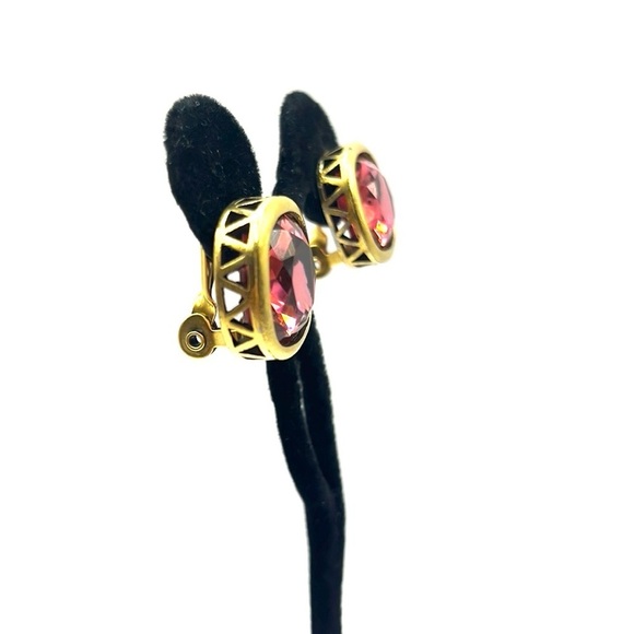 Yves Saint Laurent Pink and Gold Classic Earrings Vintage Clip on Earrings  1980 - Picture 2 of 14
